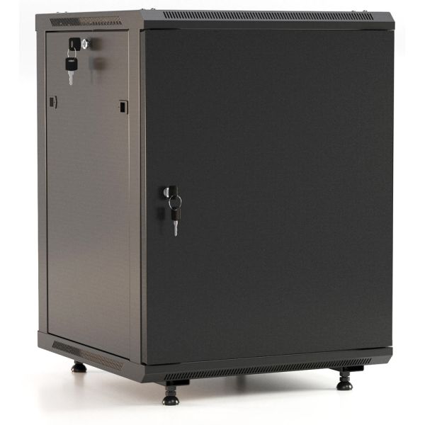 Шкаф настенный Hyperline TWB-FC-1266-SR-RAL9004, 19", 12U