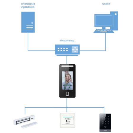 Биометрический уличный терминал доступа AI Dahua DHI-ASI6214J-MFW с распознаванием лиц, отпечатков и Mifare карт