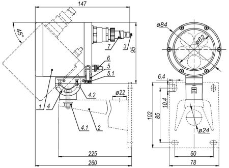 Прожектор белого света Тахион ПБС-20/60 ВБ исп.88, взрывозащищенный