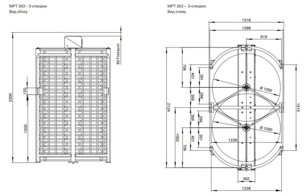 Полноростовой моторизованный двухпроходной турникет Magnetic MPT 152 (MPT152CA300), трехлопастной