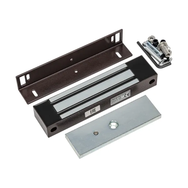 Электромагнитный замок ML-295 KB-2 с уголком и датчиком Холла, коричневый