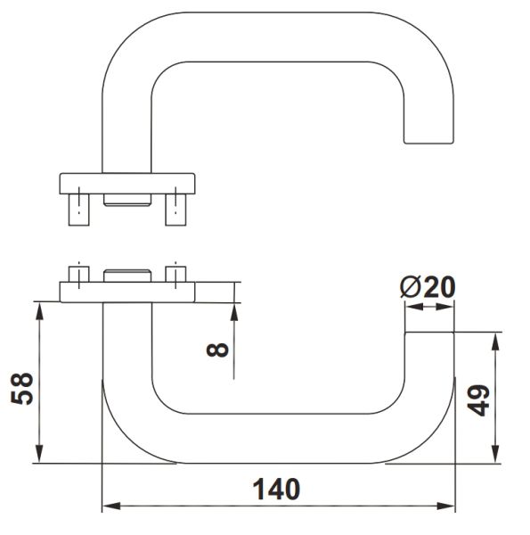 Комплект ручек dormakaba Pure 8100 / 7051K PZ/72 для сплошных дверей