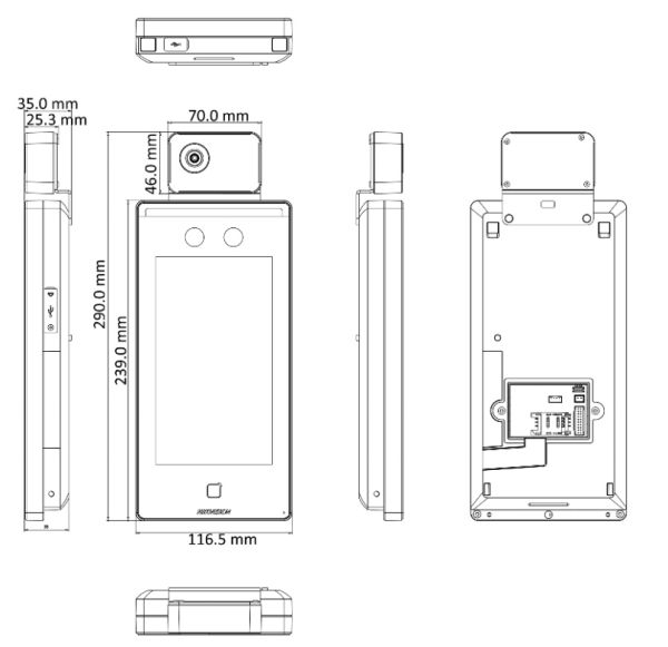 Биометрический терминал доступа HikVision DS-K1TA70MI-T с измерением температуры Биометрический терминал доступа HikVision DS-K1TA70MI-T с измерением температуры